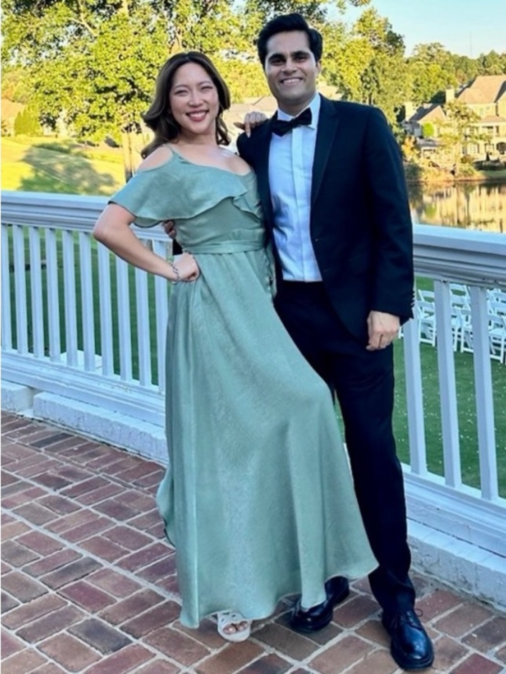 Lulu's Olive Green Maxi Dress with Tie-Front and Ruffle Sleeves